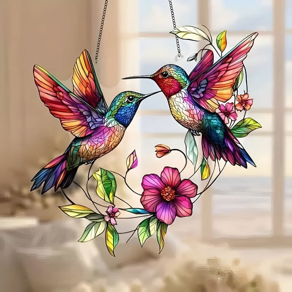 ACDANC 2026 New Large Hummingbird Pair Bird Suncatcher 8X8 for Garden, Window, Porch, Patio, Backyard, Home Decor, Outdoor Spaces