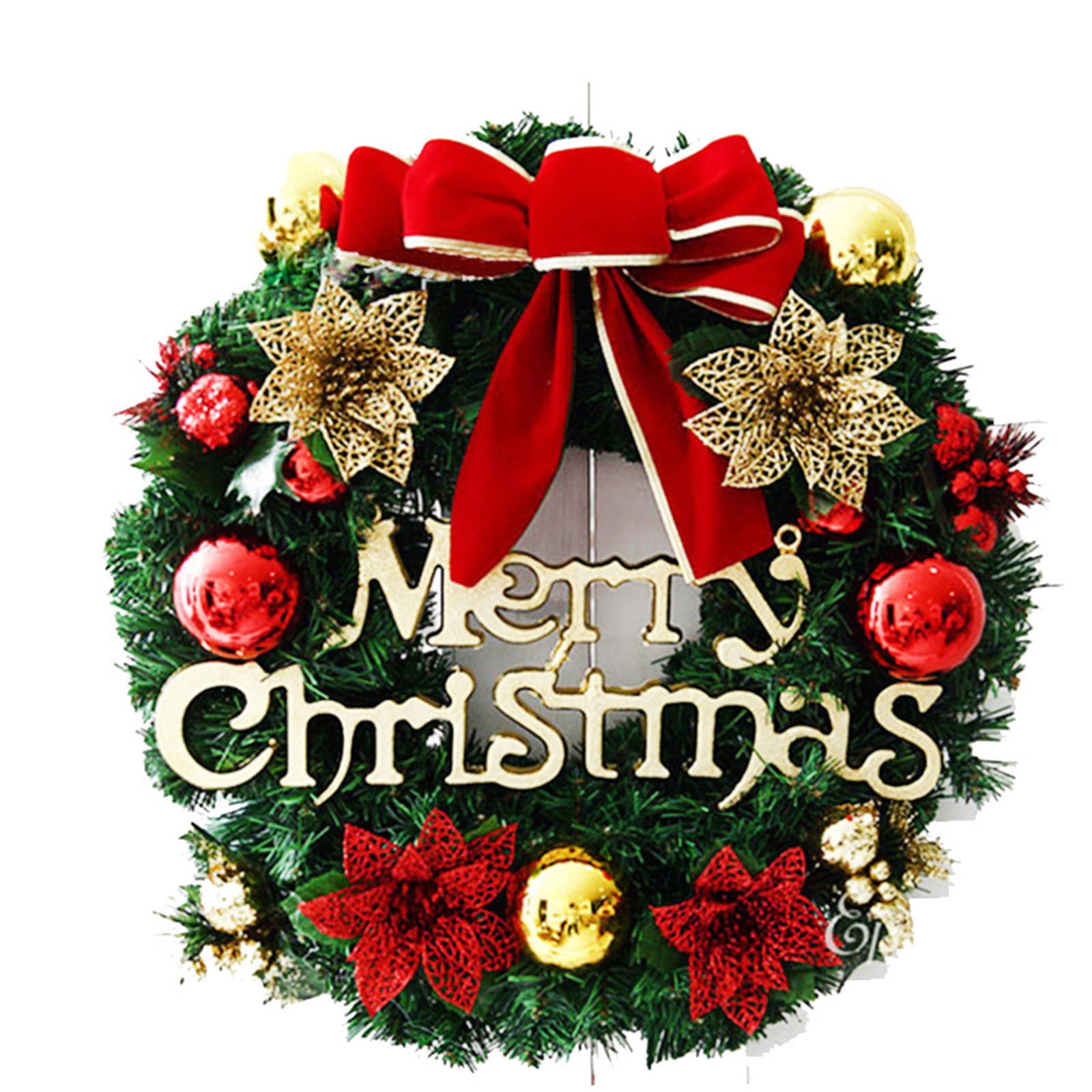 Couronne De Noël Lumineuse 30cm Avec Guirlandes LED - Paillettes, Nœud Rouge, Pour Porte, Fenêtre, Cheminée