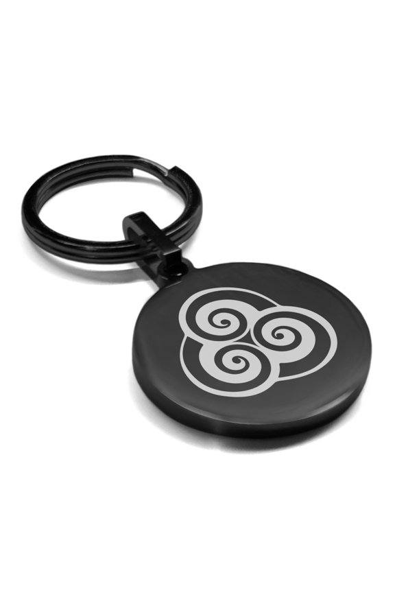 Stainless Steel Air Element Round Medallion Keychain Circle Ring