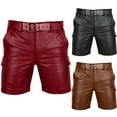 thumbnail image 4 of HOZADOIE Cargo Shorts for Men Leather Extra Plus Size Solid Color Button Zipper Waistband Versatile 5 Inseam Lounge Casual Shorts with Multiple Pockets without a Belt, 4 of 4