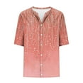 thumbnail image 5 of Inverlee Women's Plus Size Cotton Linen Tunics Trendy Printed Button Down Short Sleeve Shirts Dressy Casual V Neck Blouse, 5 of 5