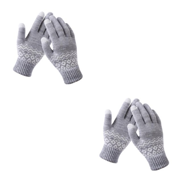 Qarigey Guantes de punto Estilo simple Envoltura de manos Cubiertas Envoltura de manos Calentador Accesorios de ropa Pantalla táctil gruesa Guante de Gris 2piezas Qarigey CBP468493