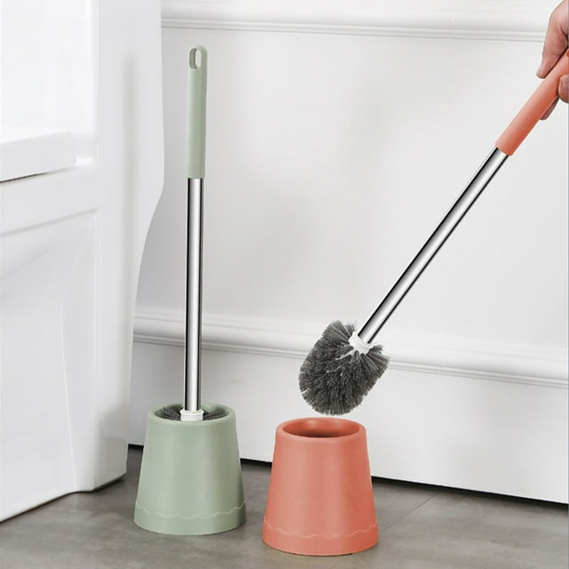 SSZMDLB 2Pcs Toilet Brush Set, Toilet Brush Set, Long Handle Bowl Cleaner Brush with Compact Base, Bathroom Cleaning Tool for Efficient Scrubbing Storage Organization