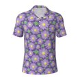 thumbnail image 2 of Daiia Daisies Flowers Pattern Men’s Polo Shirts,Solid Deck Shirt,Classic Fit, Breathable Cotton Polo for Casual and Sport Wear-Small, 2 of 7