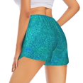 thumbnail image 2 of Uemuo Blue Green Glitter Pattern Women's Athletic Shorts High Waisted Running Shorts with Liner Pockets Gym Elastic Workout Shorts-X-Large, 2 of 9
