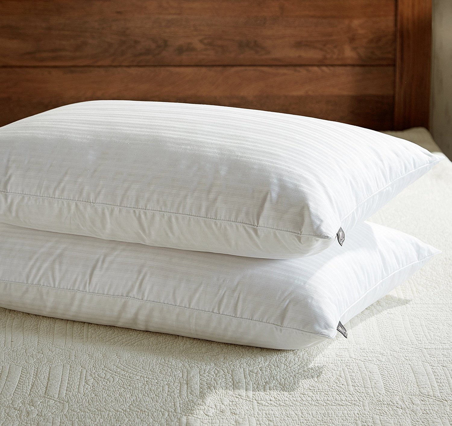 Luxurious White Down and Feather Pillow for Sleeping,100% Egyptian Cotton 2-pack 