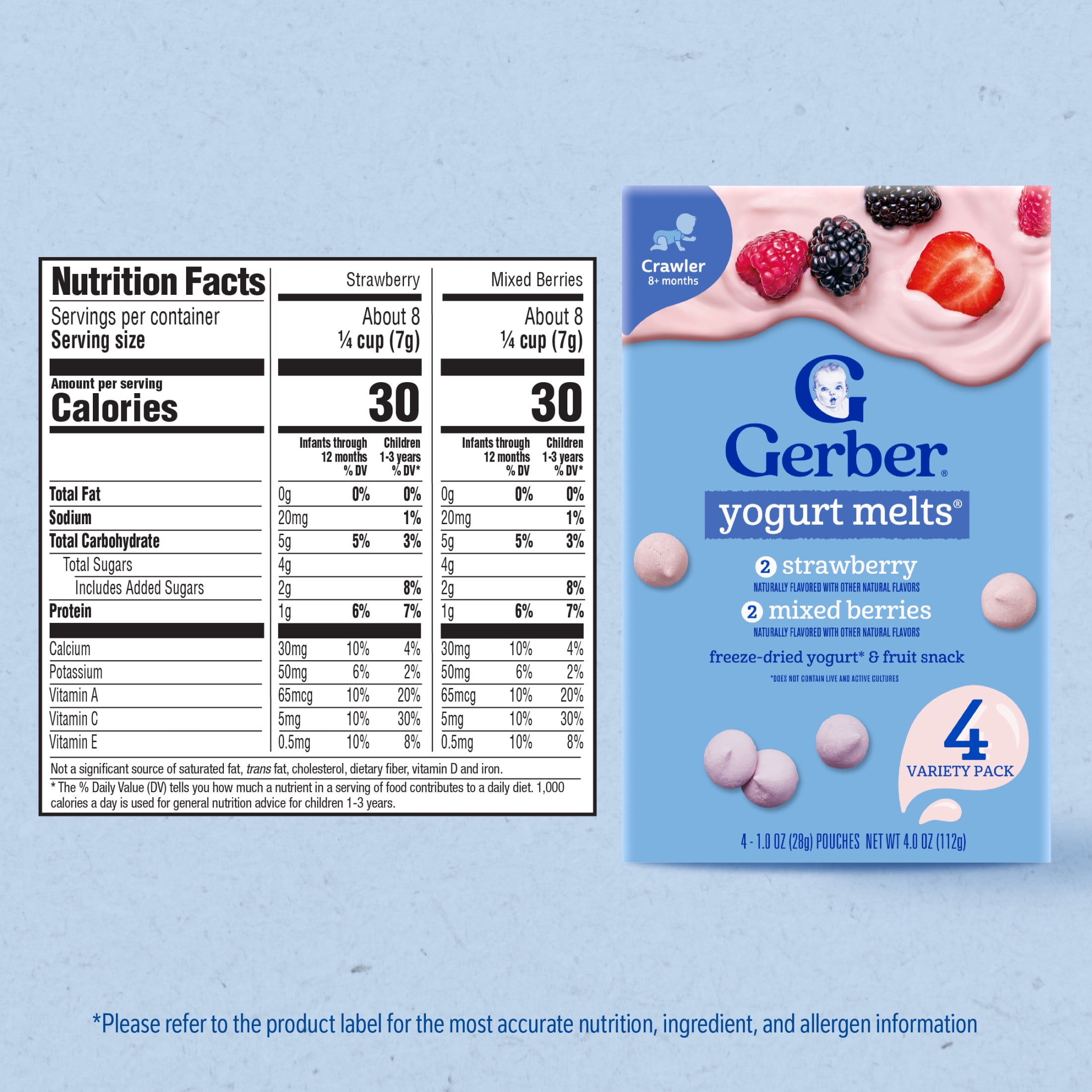 (6 pack) Gerber Snacks for Baby Yogurt Melts, Strawberry & Mixed Berry Variety Pack, 1 oz Bag, 4 count