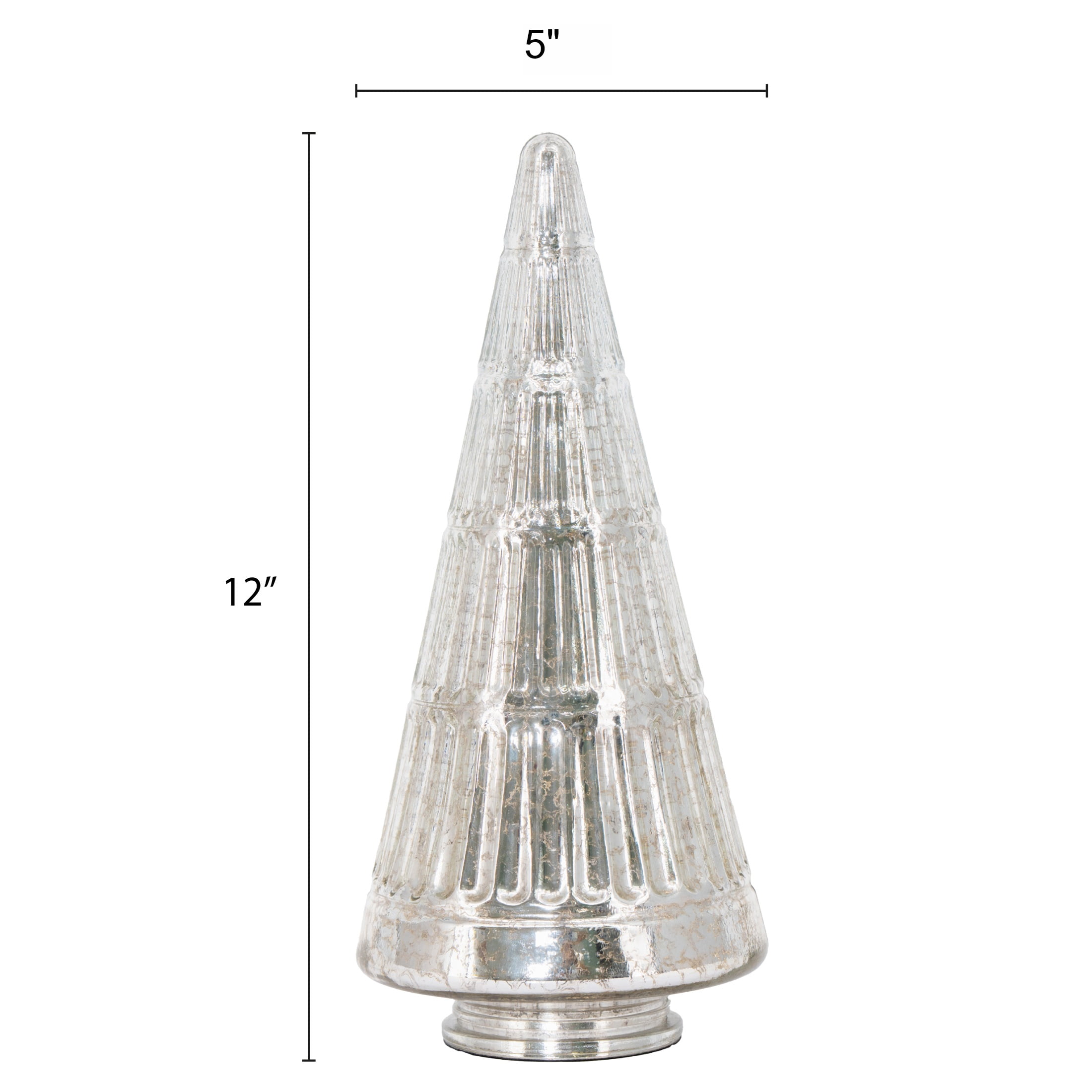 My Texas House Glass Tree Christmas Decoration, Silver, 12.3"