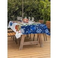 thumbnail image 2 of Outdoor Tablecloth with Umbrella Hole and Zipper, Navy Blue Christmas Rectangle Table Cloth 60x120 Inch Waterproof Tablecloth, Snowman Xmas Tree Ball Gifts Winter Picnic Table Cover for Patio Camping, 2 of 7