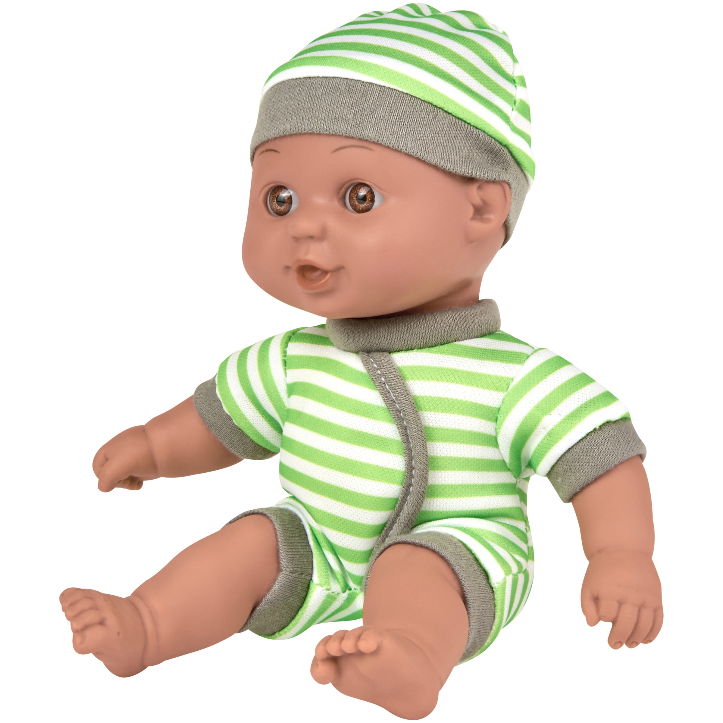 My Sweet Love 8" Green & Gray Outfit with Stripes Soft Mini Baby Doll