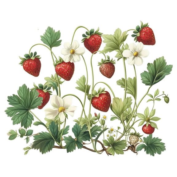 Strawberry Plants Wall Stickers Kitchen Dining Room Decor Removable Decals Vinyl Peel and Stick 14.5x17.3inch