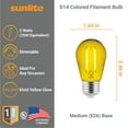 thumbnail image 2 of Sunlite LED S14 String Light Bulb, 2 Watts (25W Equivalent), Medium E26 Base, Party Decoration, Holiday Lighting, Transparent, Dimmable, UL Listed, Yellow, 6 Count, 2 of 5