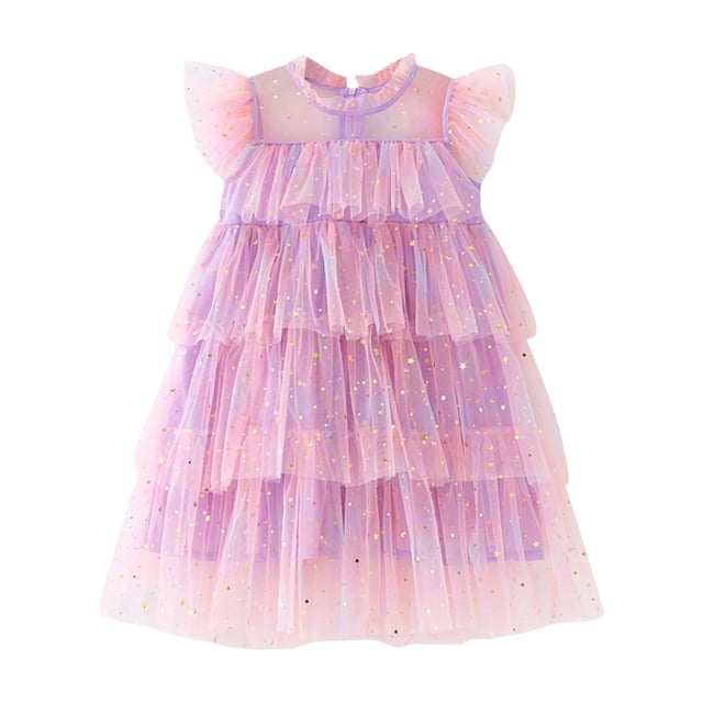 Robes pour Tout-Petites Fille à Volants Sans Manches Robe en Tulle pour Fille Robe d'Été pour Filles Robe de Fête pour Filles Robes pour Tout-Petites 2-3 Ans