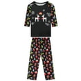 thumbnail image 2 of Inspire Chic Conjunto de Pijamas a Juego para la Familia con Estampado de Ciervo de Navidad, Camiseta de Manga Larga y Pantalones [Niños y Niñas] M Negro, 2 of 5