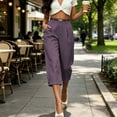 thumbnail image 2 of Women's Capri Suit Trousers High Waist Pleated Cropped Wide Leg Dress Pants with Pockets Business Casual office Work Cropped Pants Purple, 2 of 6