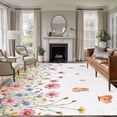 thumbnail image 2 of Spring Flower Large Area Rugs 8x10 ft Vintage Watercolor Pink Yellow Blue Floral Butterfly Washable Rug Non Slip Indoor Carpet Absorbent Floor Mat for Living Room Bedroom Dining Room, 2 of 9
