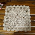thumbnail image 5 of Yannee Vintage Square Tablecloth Doily Cotton Lace Crochet Floral Table Cloth Cover,Beige, 5 of 8