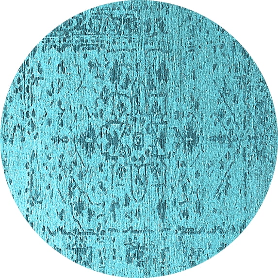 Ahgly Company Indoor Round Oriental Light Blue Industrial Area Rugs, 6' Round