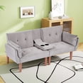 thumbnail image 3 of Leumius 72 Inch Futon Sofa Bed,Velvet Futon Couch with Adjustable Backrest and Cupholders,Suitable for Apartment,Living Room,Small Space,Dark Gray, 3 of 7