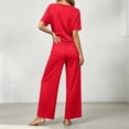 thumbnail image 6 of Bosfbaoi Two Piece Sets for Women Short Sleeve Crew Neck T‑Shirt High Waist Drawstring Wide Leg Pants Casual Loungewear Sets, 6 of 9