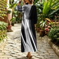 thumbnail image 7 of Ayolanni V-Neck Dresses for Women 3/4 Sleeve Geometric Print A-Line Maxi Dress Dressy Work Formal Ruffle Long Dress Black L, 7 of 7