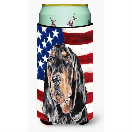 

Coonhound Black and Tan USA American Flag Tall Boy Beverage Insulator Beverage Insulator Hugger