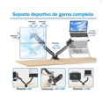 thumbnail image 3 of Soporte De Monitor Ajustable De Doble Brazo Con Bandeja  Malubero NEGRO, 3 of 5