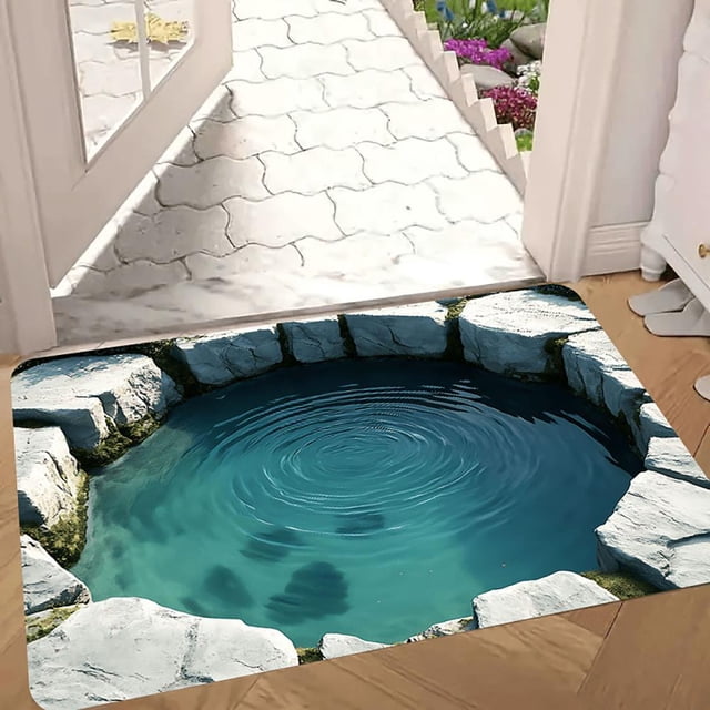3D Optical Illusion Doormat 16x24 Inches Non-Slip Entrance Rug for Indoor and Outdoor Use, Easy to Clean Water-Absorbent, Perfect Gift for Living Room Home Decor