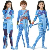 Kids Neytiri Cosplay Jumpsuit Halloween Aliens Bodysuit Outfit for 3-9T