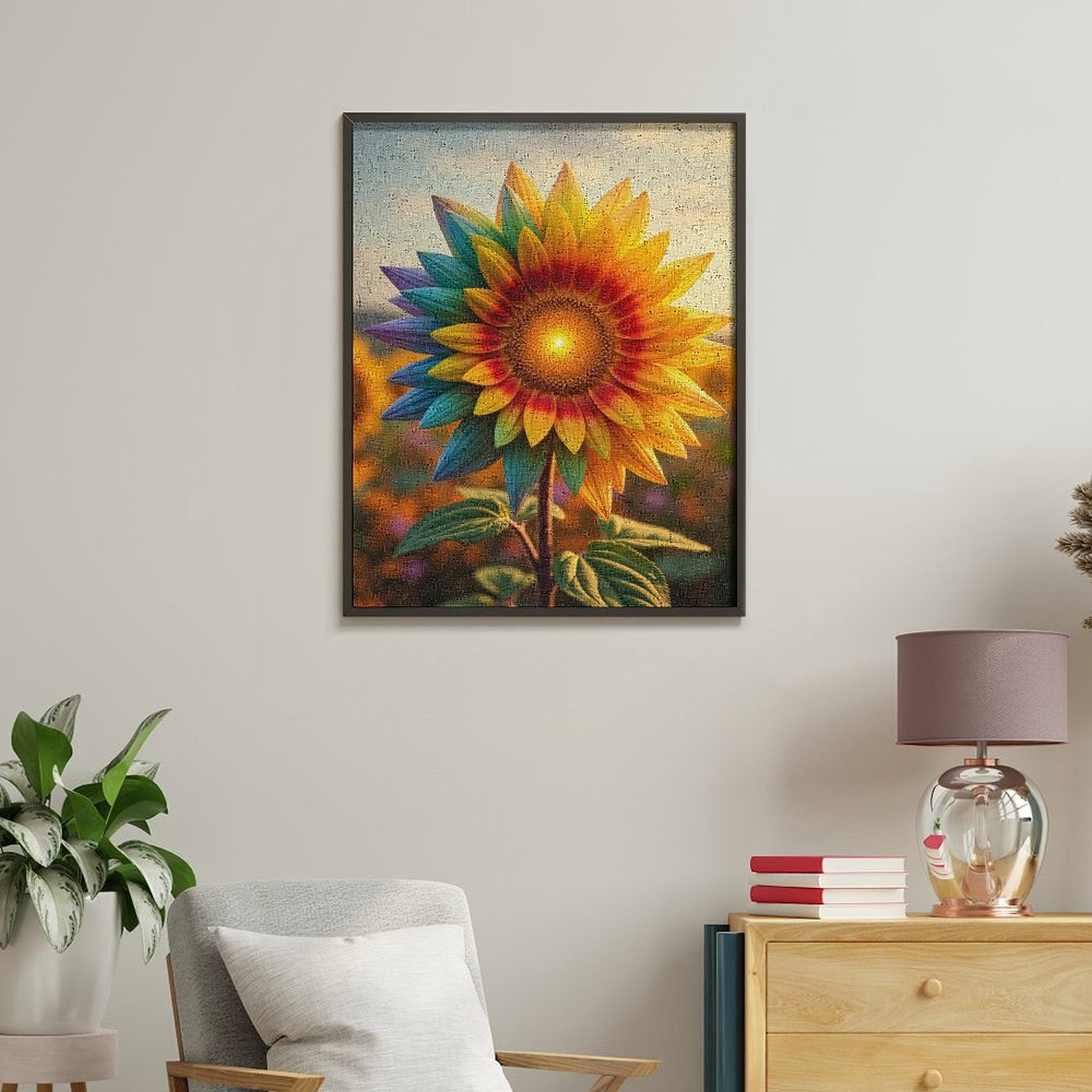 Paint By Numbers Kit for Adults Beginner - DIY Multicolor Sunflower Blossom Art Canvas Painting Kits for Adults, Frameless Paint By Number for Adults for Home Wall Decor 16x20 Inch