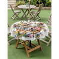 thumbnail image 3 of Outdoor Tablecloth with Umbrella Hole and Zipper, Easter Rabbits Round Table Cloth 54 Inch Waterproof Tablecloth, Watercolor Flowers Eggs Cute Bunny Butterflies Picnic Table Cover for Patio Camping, 3 of 7