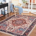 thumbnail image 3 of SAFAVIEH Riviera Ellie Medallion Polyester Machine Washable Area Rug, Ivory/Blue, 6'7" x 6'7" Square, 3 of 13