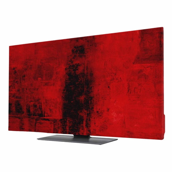 Indoor TV Cover 32 Inch, Red Elastic Monitor Dust Covers for Television, Desktop Computer Retro Oil Painting Modern Abstract Art Aesthetics Dustproof Fitted TV Cover for Inside 27.9"L x 15.7"H