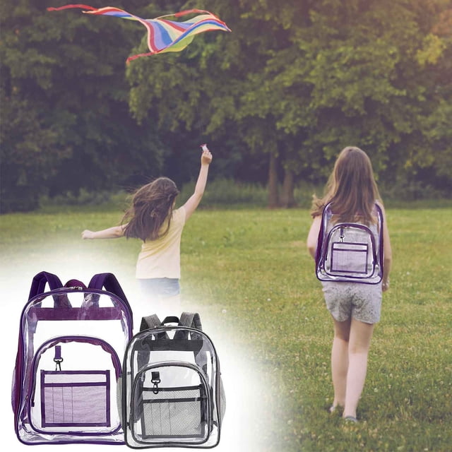 Xihbxyly Mochila Transparente, Diseño de Gran Capacidad, Material de Pvc Transparente, Fácil de Limpiar, Apta para Estadios, Viajes Escolares, Uso Versátil, Tamaño 42 X 33 Cm, Correas de Hombro Ajust