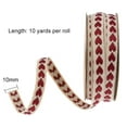 thumbnail image 2 of 1 Roll Beige Cotton Ribbon Roll with Red Heart Stitched Cotton Stitiched Ribbon Jacquard Jumper Webbing for DIY Crafts Wrapping Gifts, 3/8 inch x 10 Yards, 2 of 3