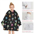 thumbnail image 6 of Black Colorful Skull Mushroom Pattern Blanket Hoodies for Kids 6-13YR Oversize Wearable Blanket Hoodies for Boys Girls Teens, 6 of 7