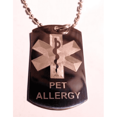 Medical Emergency PET Allergy Logo Symbols - Military Dog Tag Luggage Tag Key Chain Keychain Metal Chain