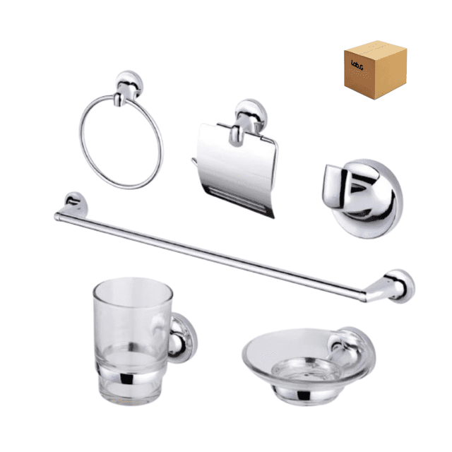 Juego De Accesorios De Baño 6 Pzas Lab.G, Plateados