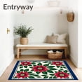 thumbnail image 3 of ODIKA 2'x3' Machine Washable Non-Slip Area Rug, Vintage Poinsettia Bloom Entrance Classic Holiday Floral High Traffic Rug, Red, 637307, 3 of 7