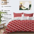 thumbnail image 3 of 3 Piece Quatrefoil Moroccan Pattern Duvet Cover Set California King,Microfiber Comforter/Quilt Cover with Corner Ties and 2 Pillowcases,Geometric Red Backdrop All Season Bedding with Zipper Closure, 3 of 8