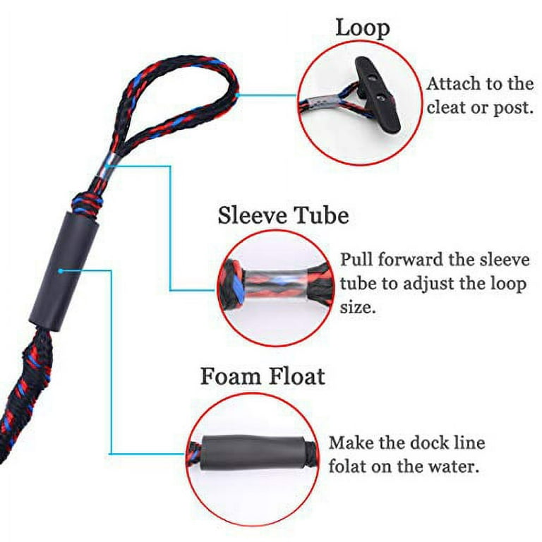 Botepon Boat Bungee Dock Lines, Boating Gifts for Men, Boat Accessories,  Pontoon Accessories, Mooring Lines for Bass Boat, 4 Feet