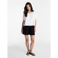 thumbnail image 3 of Time and Tru Women's Linen Blend Shorts with Scalloped Hem, Sizes XS-XXXL, 3 of 6