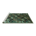 thumbnail image 2 of Ahgly Company Machine Washable Indoor Square Oriental Turquoise Blue Industrial Area Rugs, 5' Square, 2 of 4