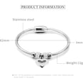 thumbnail image 4 of Stainless Steel Heart Charm Cubic Zircon Anniversary Valentine Bangle Bracelet, 4 of 4