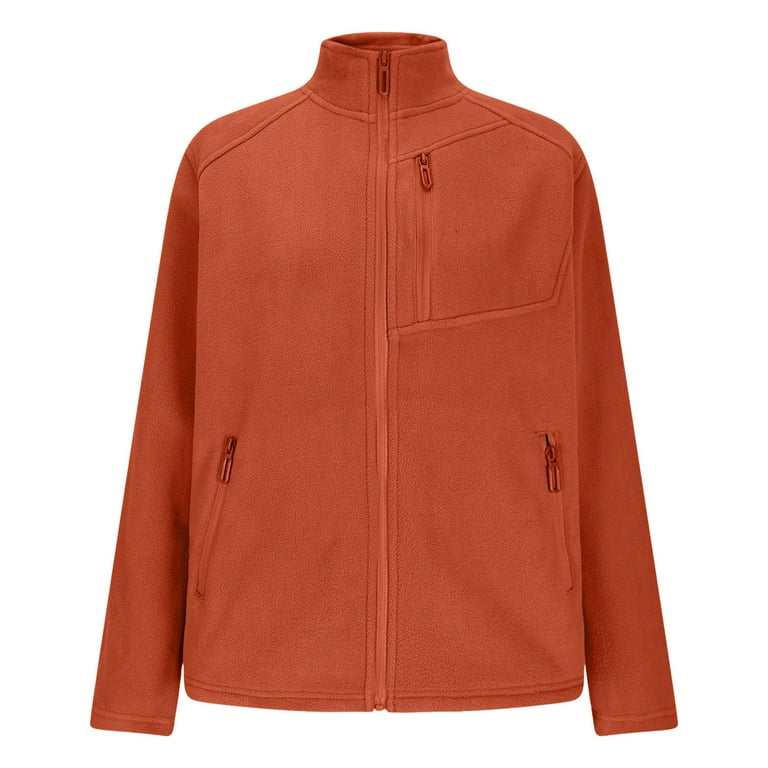 Women's Fleece Jacket, Long Sleeve Stand Collar Casual Zip up