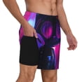 thumbnail image 2 of Rateoe Neon Toy Cat Reflections Pattern Men’s Swim Shorts with Compression Liner – Double-Layered Quick-Dry Swimwear, Comfortable & Stretchy Beach Shorts-3X-Large, 2 of 6