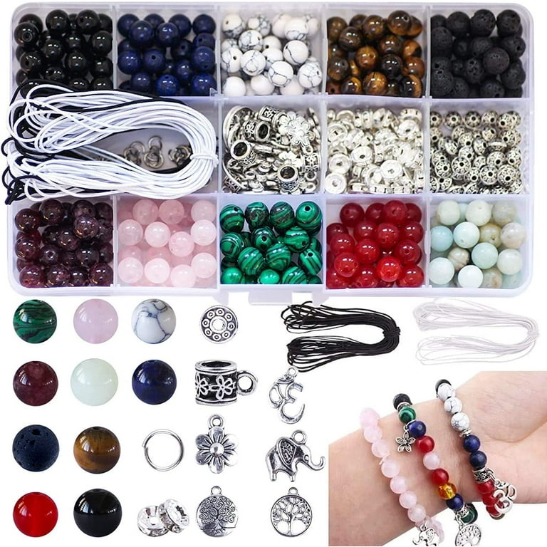 Glass Crystal Beads Kit for Bracelet Jewelry Making 480Pcs 8Mm