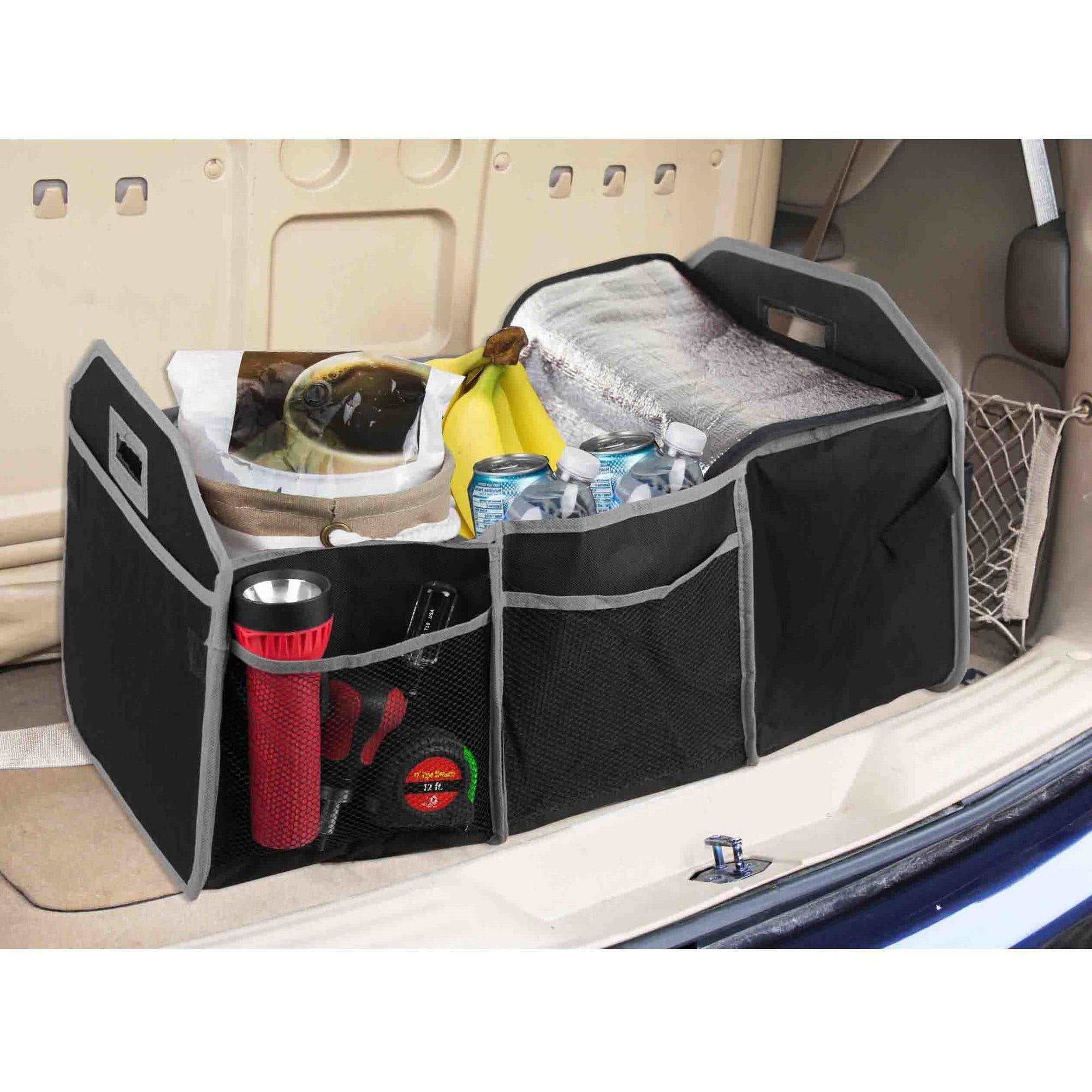 Home Basics Trunk Organizer with Cooler, Black and Grey