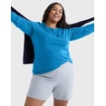 thumbnail image 4 of Hanes Women's Long Sleeve Scoop-Neck Cotton T-Shirt (Plus Size) Deep Dive 1X, 4 of 4