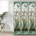 thumbnail image 5 of Retro Window Flowering Shower Curtain, 60" x 72", Green Theme Floral Butterflies Art Waterproof Bathroom Curtain Washable Shower Curtain Set with 12 Hooks, 5 of 6